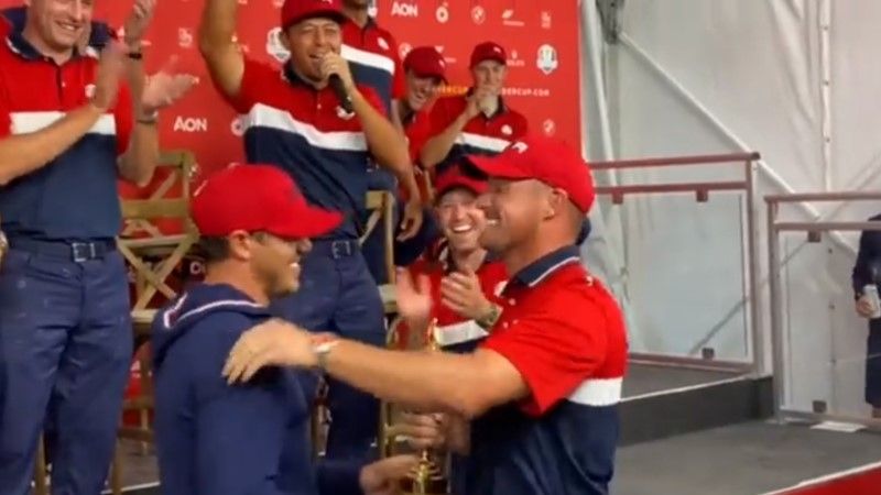 Watch: Koepka And DeChambeau Hug It Out At Ryder Cup Celebrations