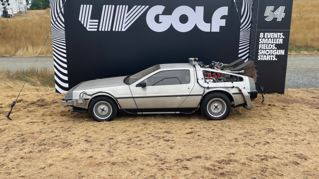 DeLorean styled in ‘Back to the Future’ at Trump Bedminster