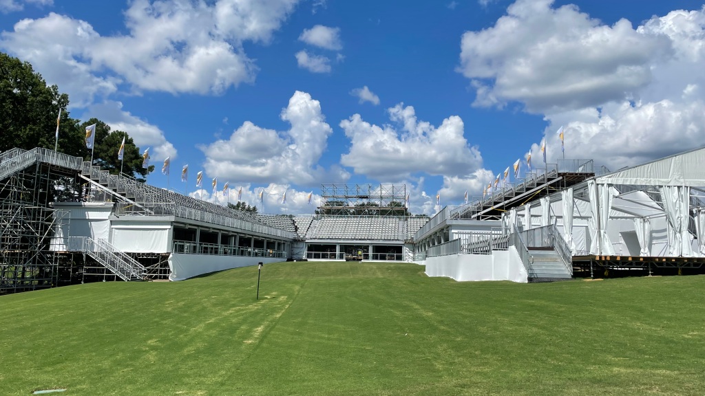 Presidents Cup animation shows first tee setup at Quail Hollow