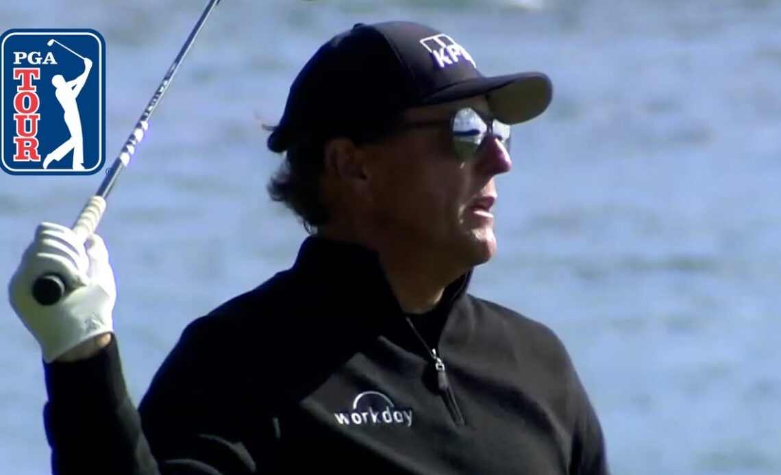 Phil Mickelson takes scenic route on No. 18 at Pebble Beach