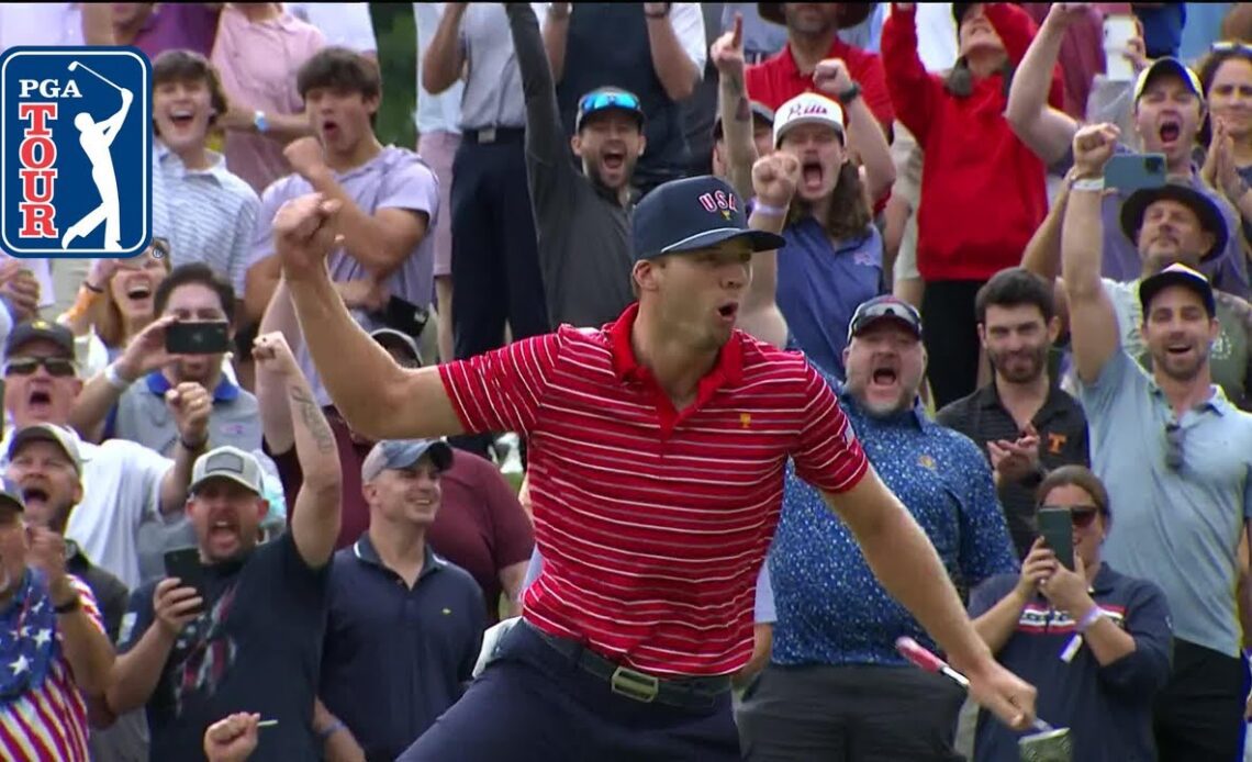 Sam Burns sinks an electrifying 48-foot birdie putt at Presidents Cup