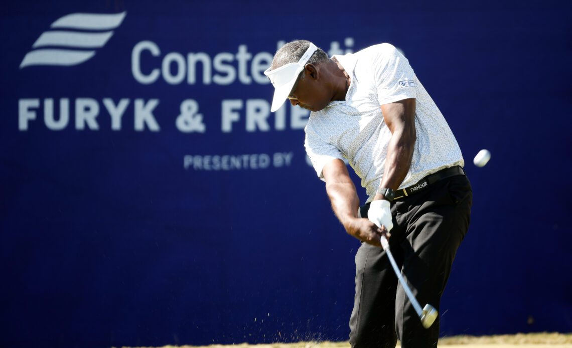 Vijay Singh wears deWiz technology during Furyk & Friends