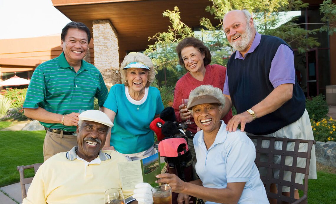 A group of retirement-age golfers