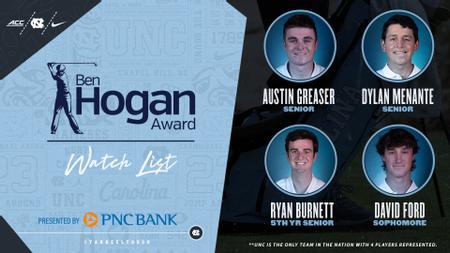 Four UNC Men's Golfers Named To Hogan Award Watch List