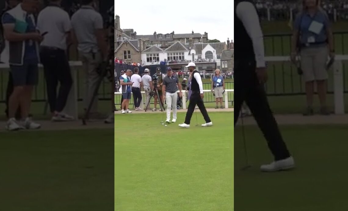Tiger messes with Rory on the putting green