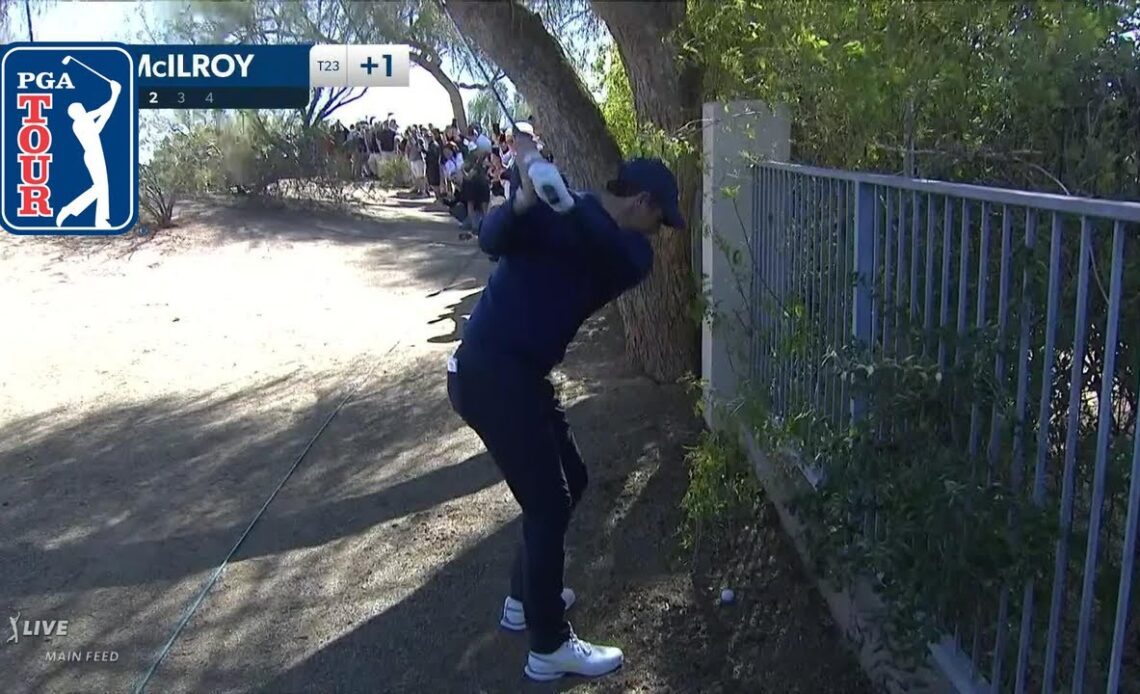 Rory McIlroy hits ridiculous shot next to fence