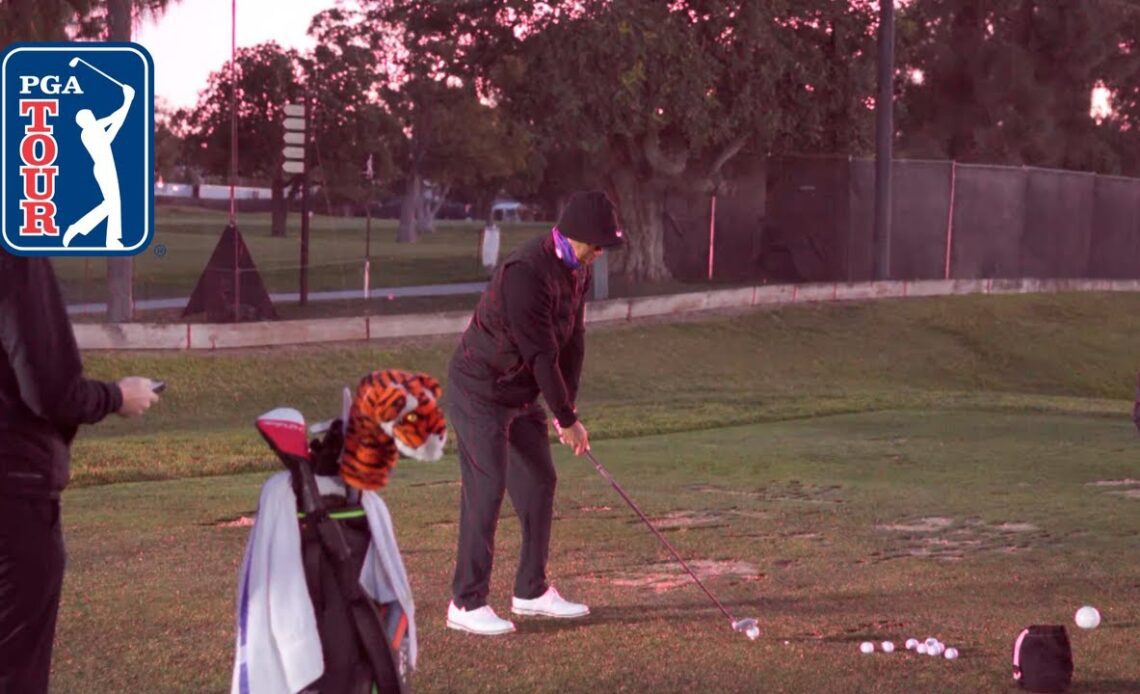 Tiger Woods’ early morning range session at The Genesis Invitational