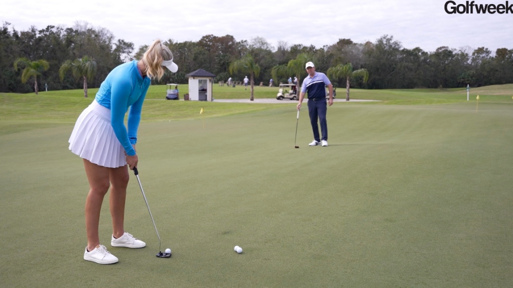 Golf instruction with Steve & Averee: Read putts both ways