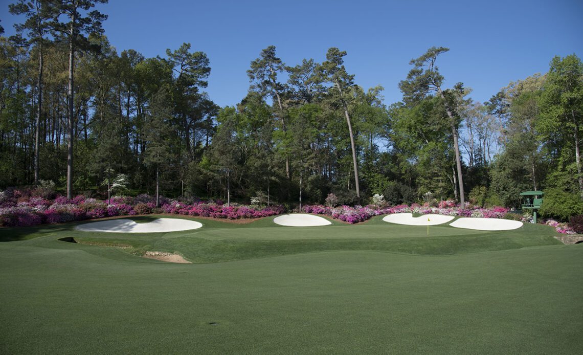How players approached No. 13 green at Augusta National