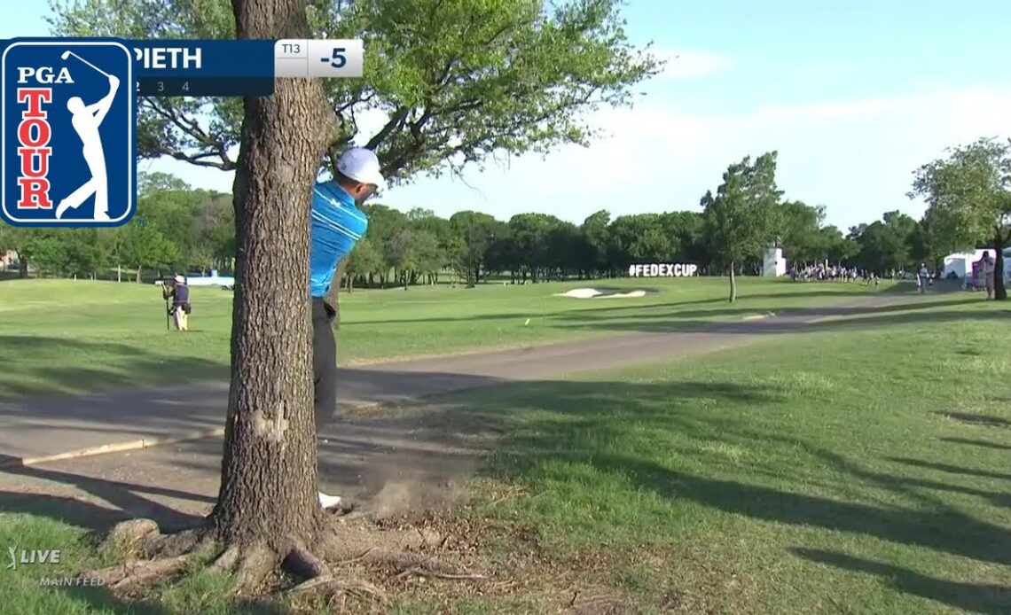 Jordan Spieth's superb save from the roots at AT&T Byron Nelson