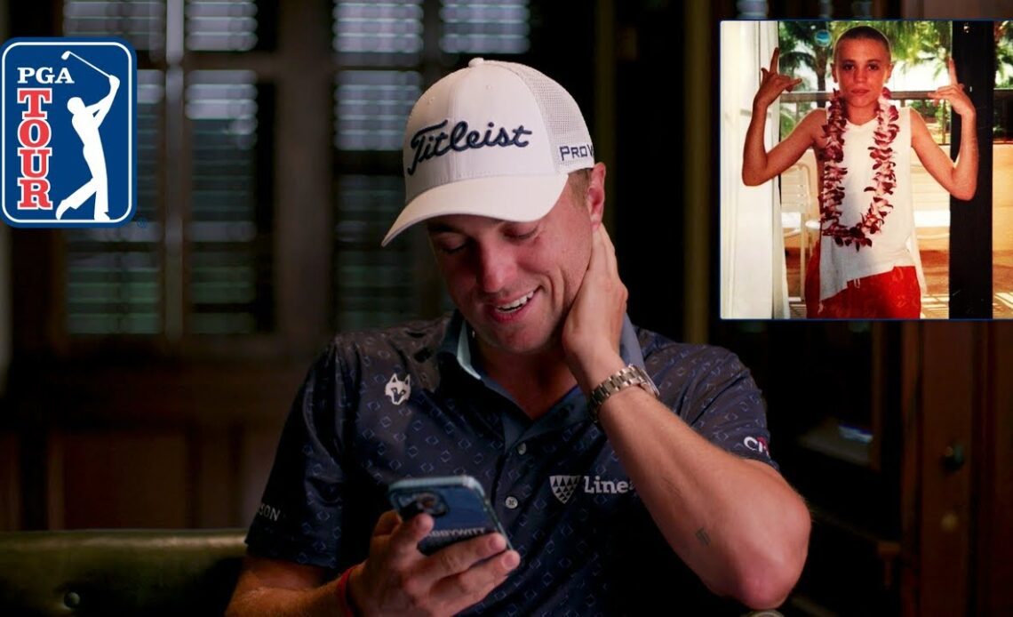 Justin Thomas reacts to old pictures of himself