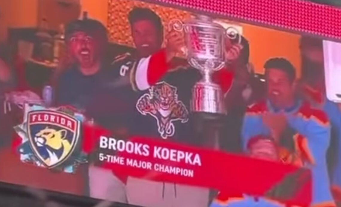 PGA Champion Brooks Koepka Takes Wanamaker Trophy To Florida Panthers Game