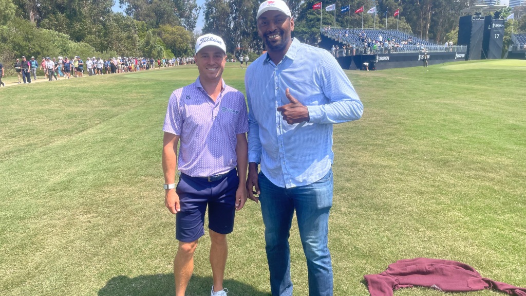Metta Sandiford-Artest follows Justin Thomas at LACC