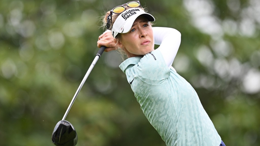 Nelly Korda turns to old driver, shoots 64
