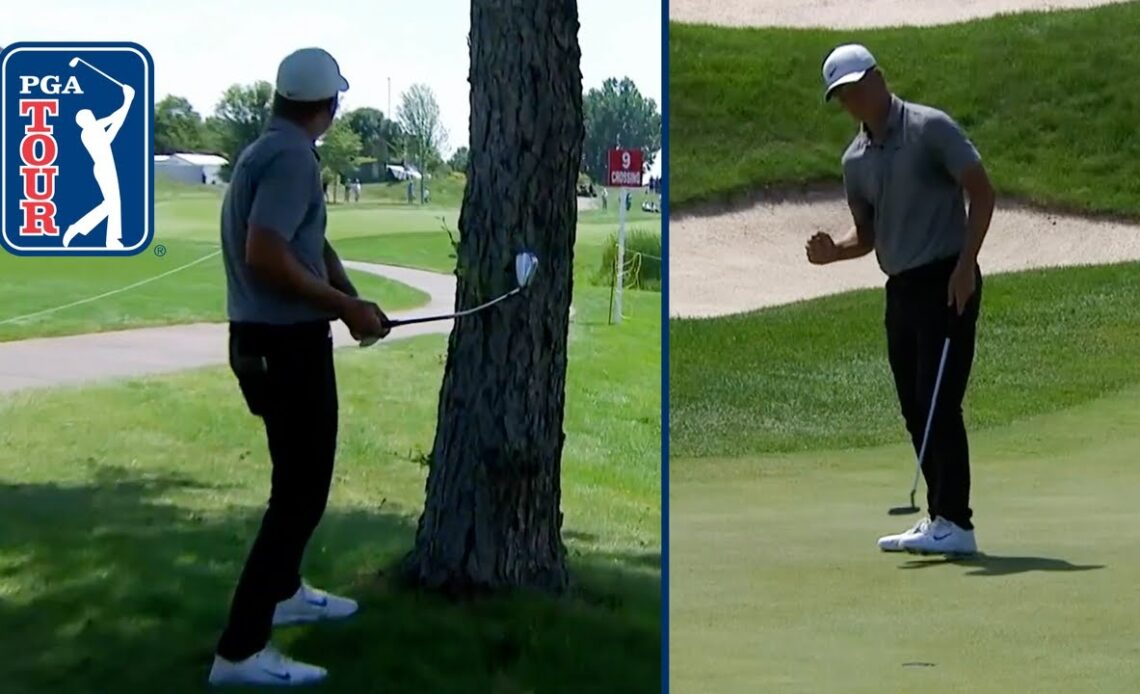 Nick Hardy BENDS CLUB on tree then makes birdie anyway