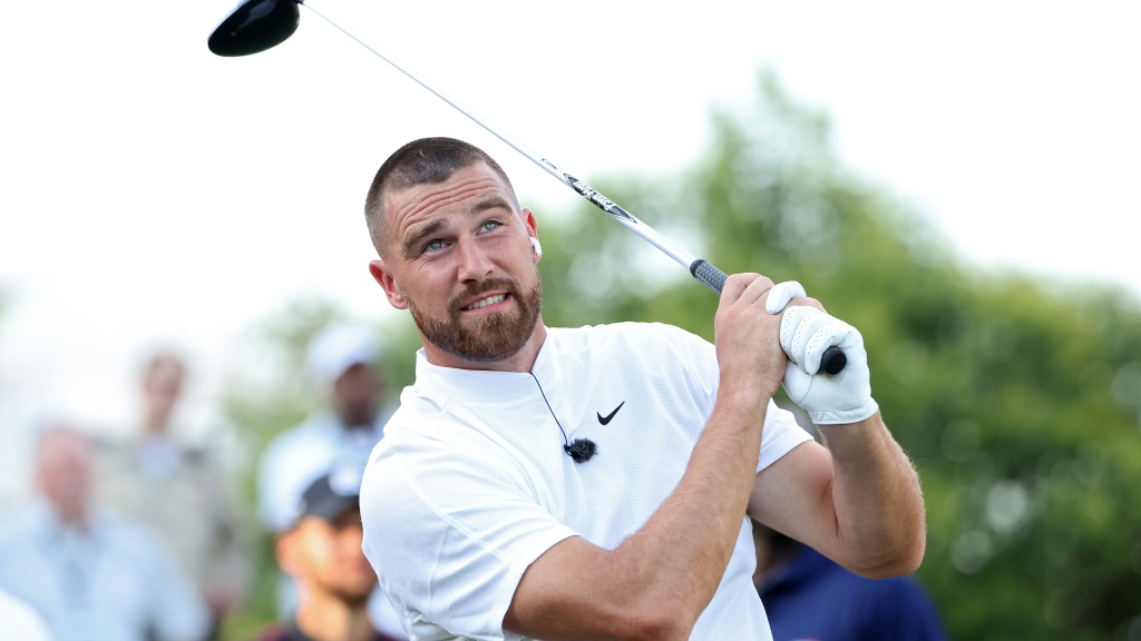 Travis Kelce wins long drive contest at American Century Championship