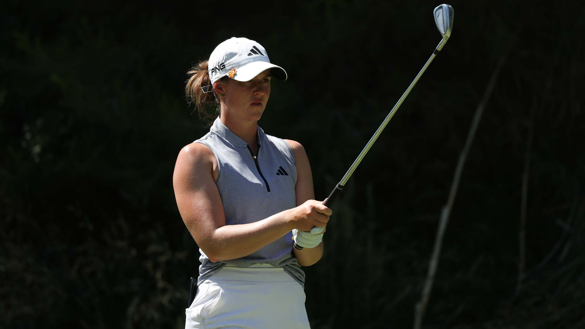 Linn Grant of Sweden lines up a shot on the eighth tee on day four of the Bank of Hope LPGA Match-Play presented by MGM Rewards