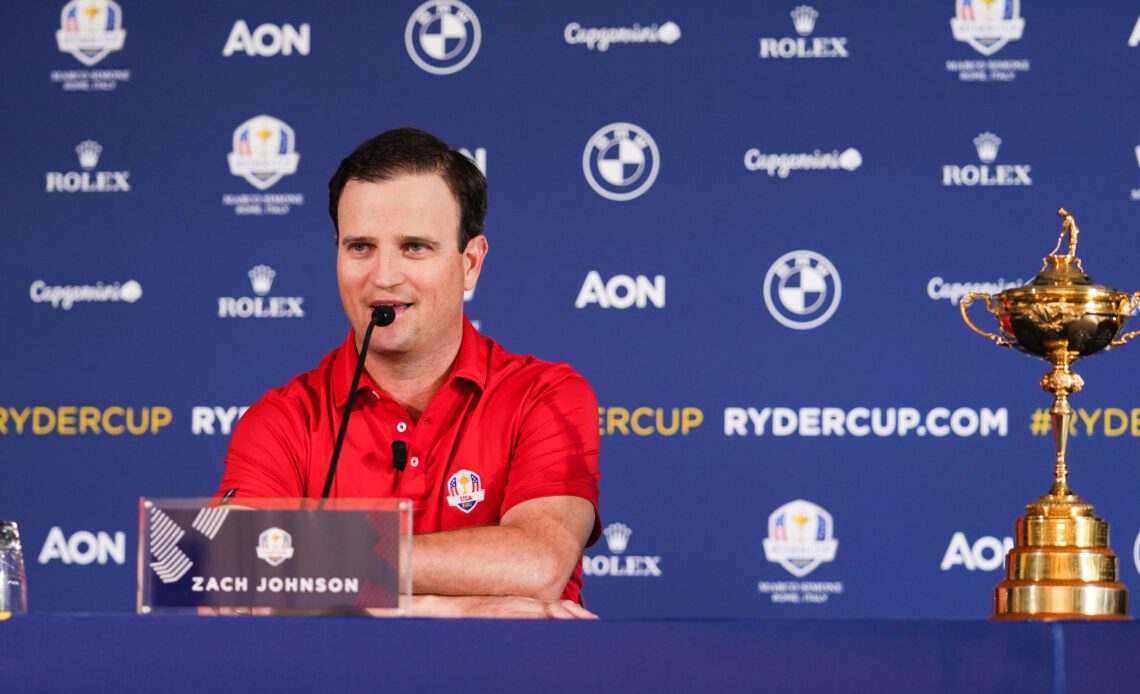 Zach Johnson speaks at a press conference