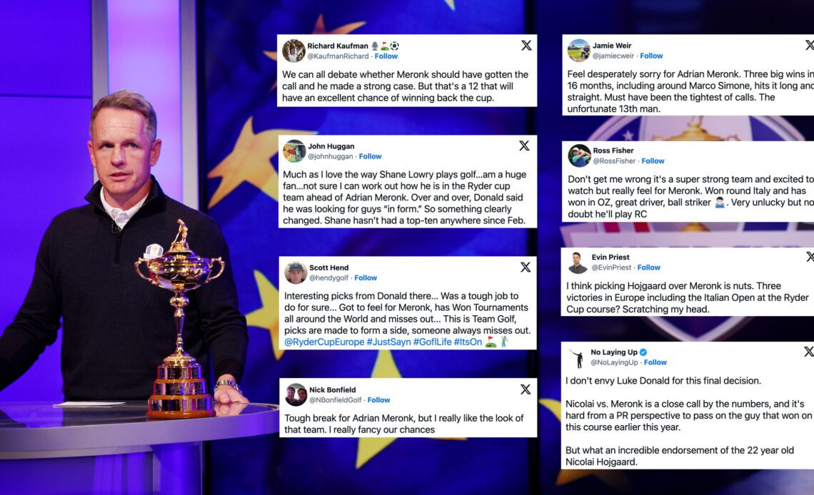 How Social Media Reacted To Luke Donald's Team Europe Ryder Cup Wildcard Picks