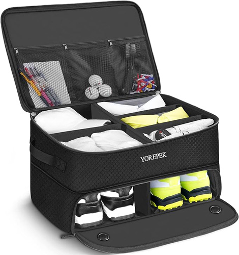 2 Layer Golf Trunk Organizer, Waterproof Car Golf Locker with Separate Ventilated Compartment