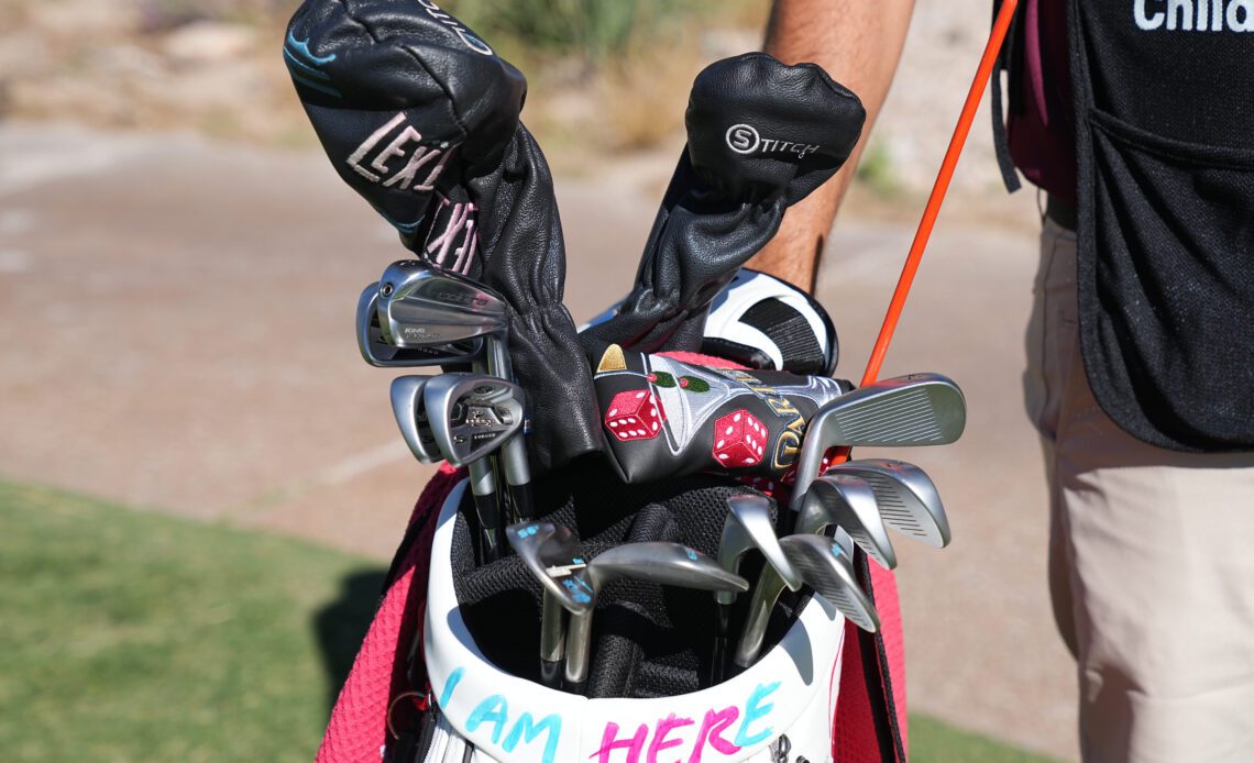 Lexi Thompson’s bag at Shriners Children’s Open signed by kids - VCP Golf