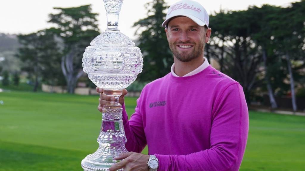 How did Wyndham Clark celebrate his AT&T Pebble Beach Pro-Am win?