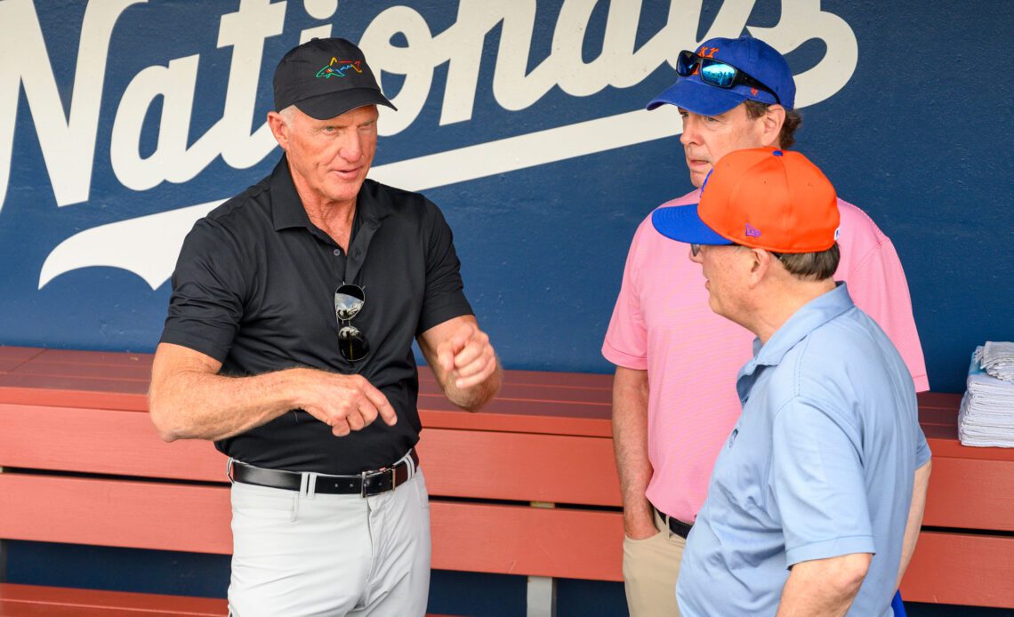LIV Golf CEO Greg Norman Meets PGA Tour Investor Steve Cohen At New York Mets Baseball Game