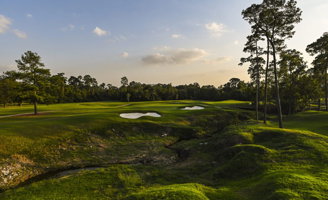 A course scenic view from the second hole tee box during previews for the Vivint Houston Open at Memorial Park Golf Course on October 13, 2020 in Houston, Texas