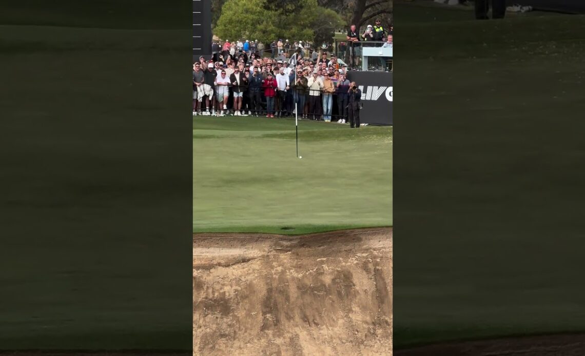 Fan angle of Cam’s bunker shot on the Watering Hole 🙌 👀 #livgolf #shorts