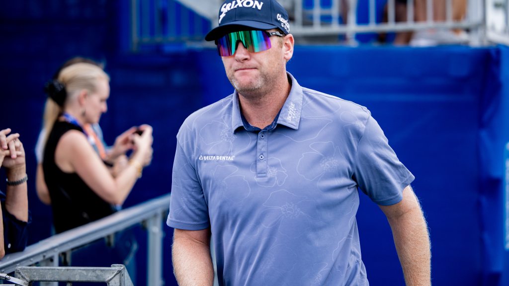 Ryan Brehm drives the green on 391-yard par-4 13th at TPC Louisiana