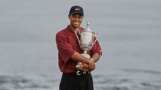 Tiger Woods with the US Open trophy