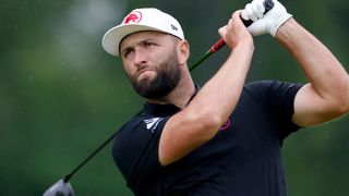 Jon Rahm takes a shot during the second round of the PGA Championship