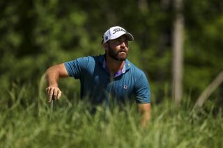 Braden Shattuck watches his tee shot in the final round of the PGA Championship