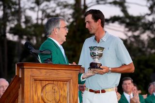 Stewart Hagestad receives the silver cup at the 2017 Masters