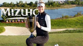 Nelly Korda with the Mizuho Americas Open trophy