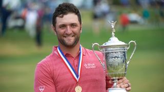 Jon Rahm with the 2021 US Open trophy