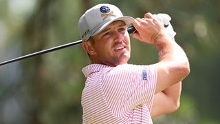 Bryson DeChambeau takes a shot in a practice round before the US Open