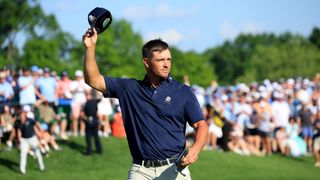 Bryson DeChambeau salutes the fans at the PGA Championship