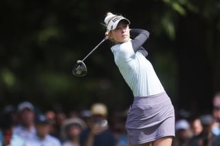 Nelly Korda strikes a driver off the tee