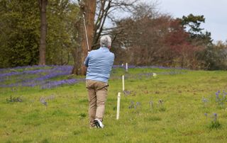 White OOB stakes on golf course