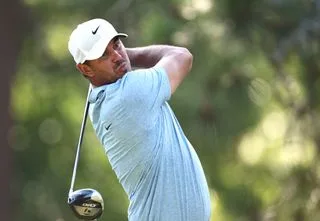 Brooks Koepka hits a drive at the US Open