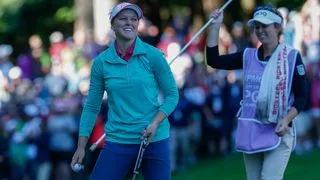 Brooke Henderson celebrates winning the Women's PGA Championship