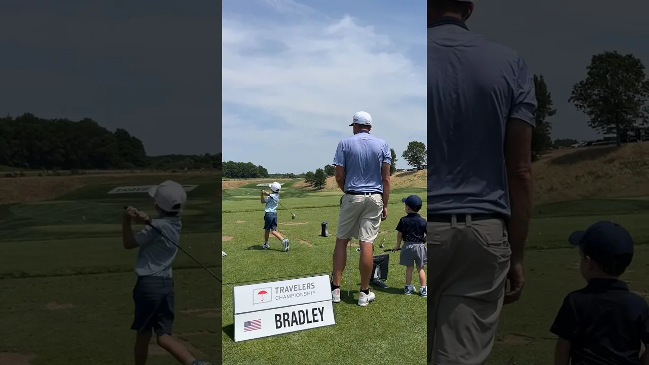 Keegan Bradley hitting on the range with his 2 sons 🥹