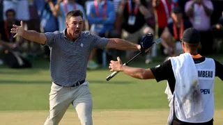 Bryson DeChambeau celebrates victory at the US Open