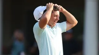 Rory McIlroy takes his cap off on the 18th hole at the 2024 US Open