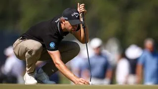 Thomas Detry of Belgium lines up a putt on 14th green during the second round of the 124th U.S. Open at Pinehurst Resort on June 14, 2024 in Pinehurst, North Carolina.