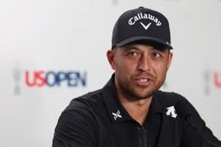 Xander Schauffele speaks to the media at the US Open