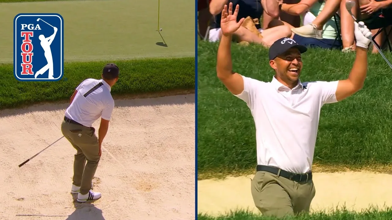 Xander Schauffele’s UNREAL bunker hole-out for birdie at the Memorial