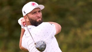 Jon Rahm takes a shot during the second round of The Open