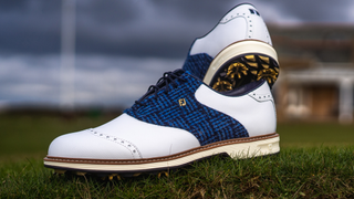 The FootJoy x Harris Tweed Premiere Series Wilcox on a white background